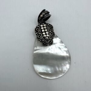 Mother Of Pearl Sterling Silver Stamped 925 Pendant Summer Boho Bohemian